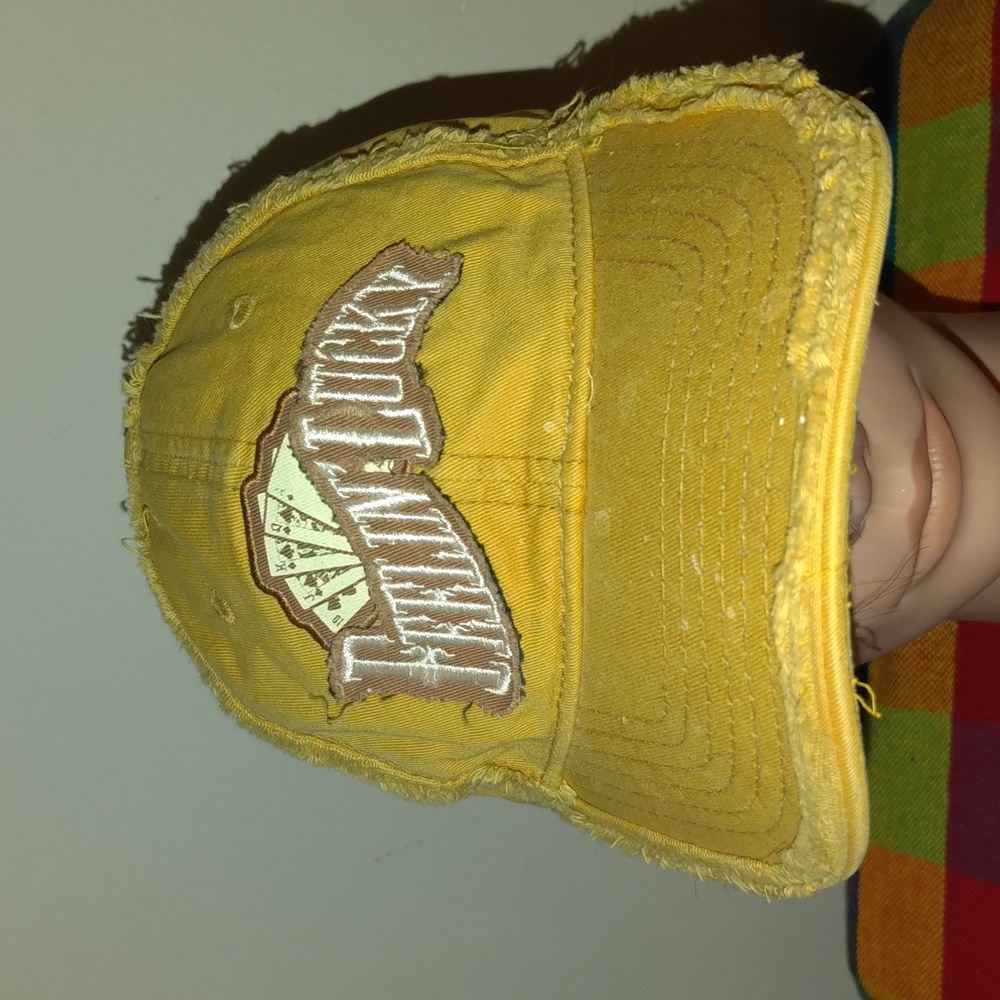 World Series Of Poker Feeling Lucky Stitched Patch Distressed Strapback Hat Cap